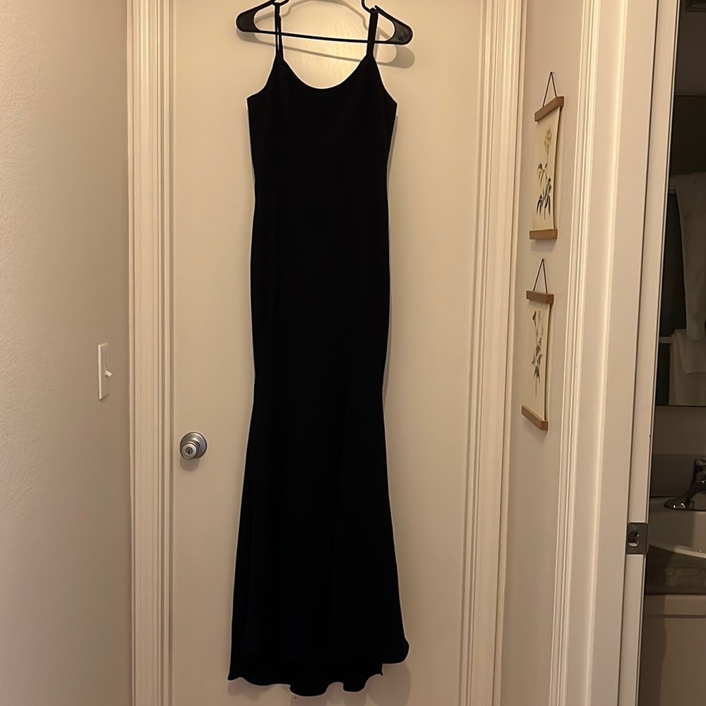 Flattering formal black floor-length dress